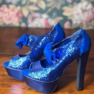 Chunky heels with glitter and now